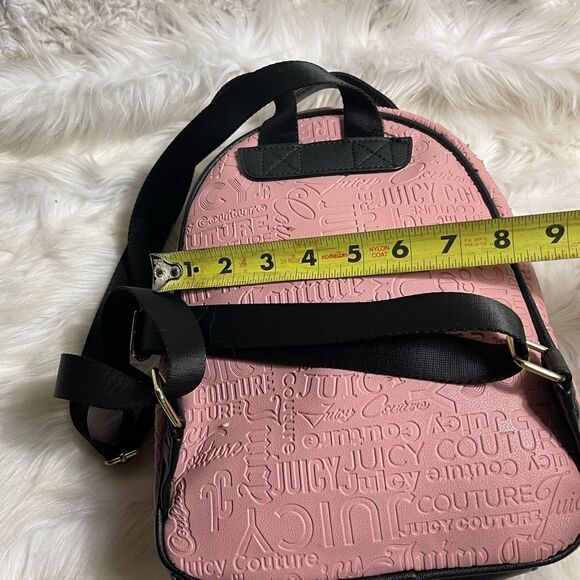 Juicy Couture Vinyl Blush Pink Gothic Word play Small Backpack with black trims main image 4